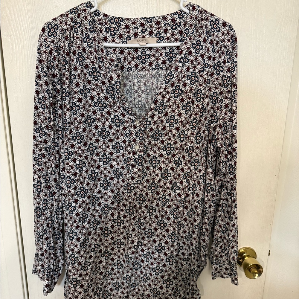 Loft Multicolor Patterned Blouse - image 1